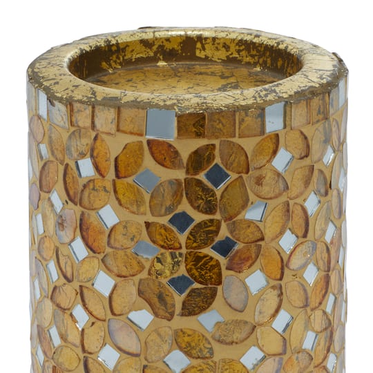 Gold Metal Glam Candle Holder Set, Amber Mosaic Mirror Pier 1